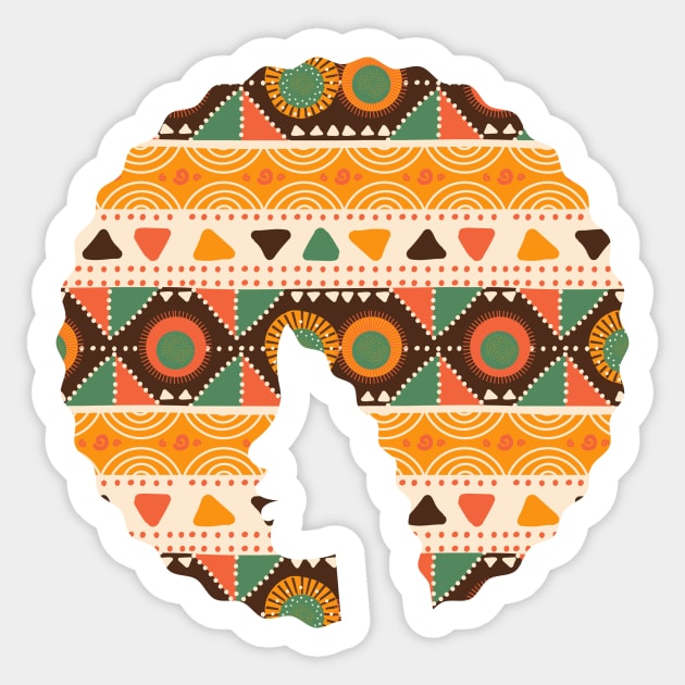 Afro Hair Woman with African Pattern, Black History Sticker by logiamerch